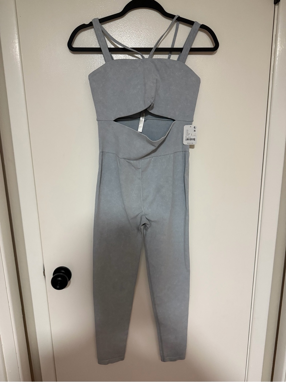 Free People Light Gray Cutout Jumpsuit